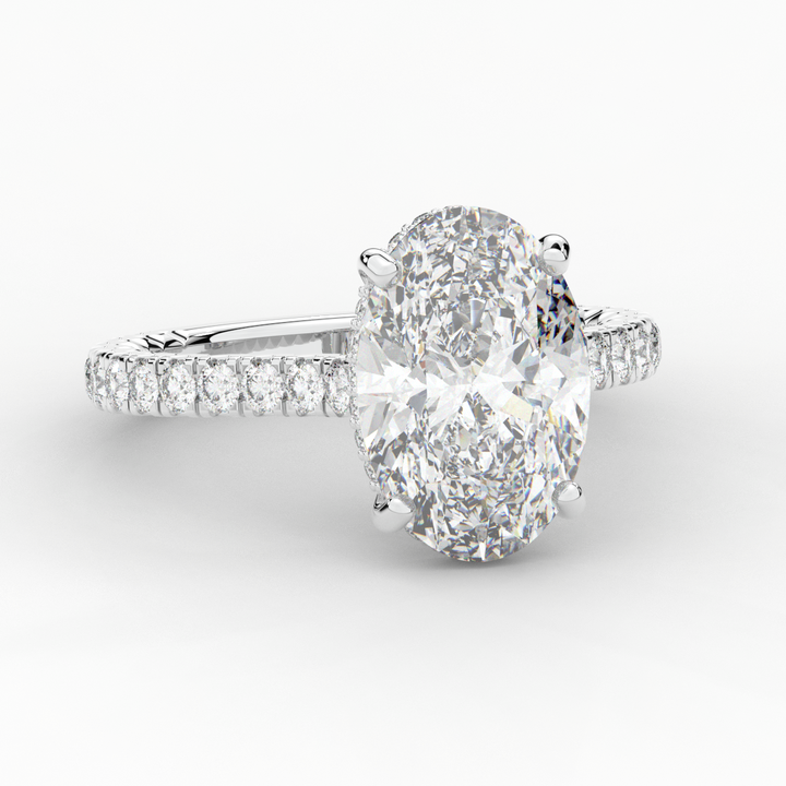 4.70CT.TW OVAL LAB DIAMOND UNDERHALO SOLITAIRE ENGAGEMENT RING - Nazarelle