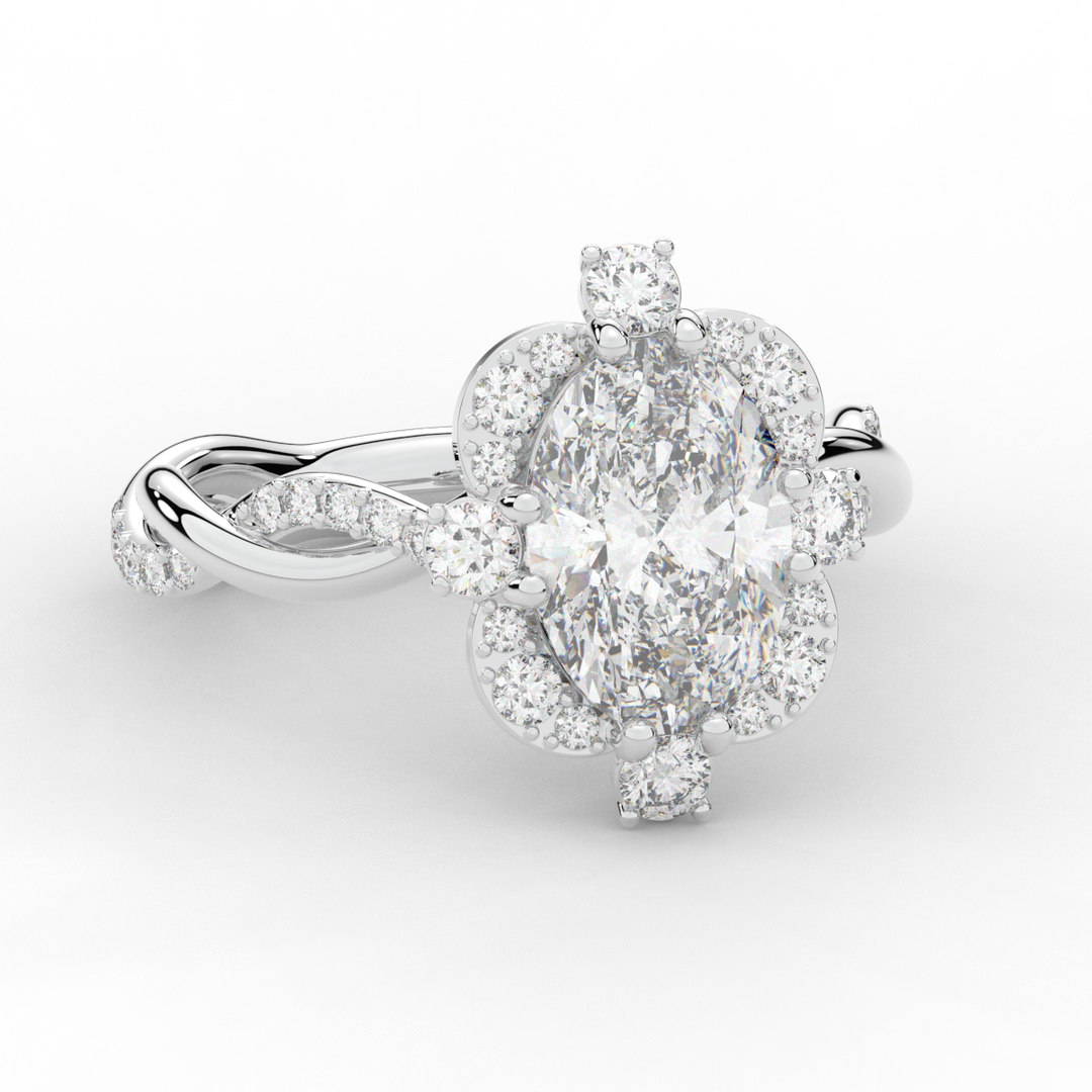 2.70CT.TW OVAL LAB DIAMOND HALO ENGAGEMENT RING - Nazarelle