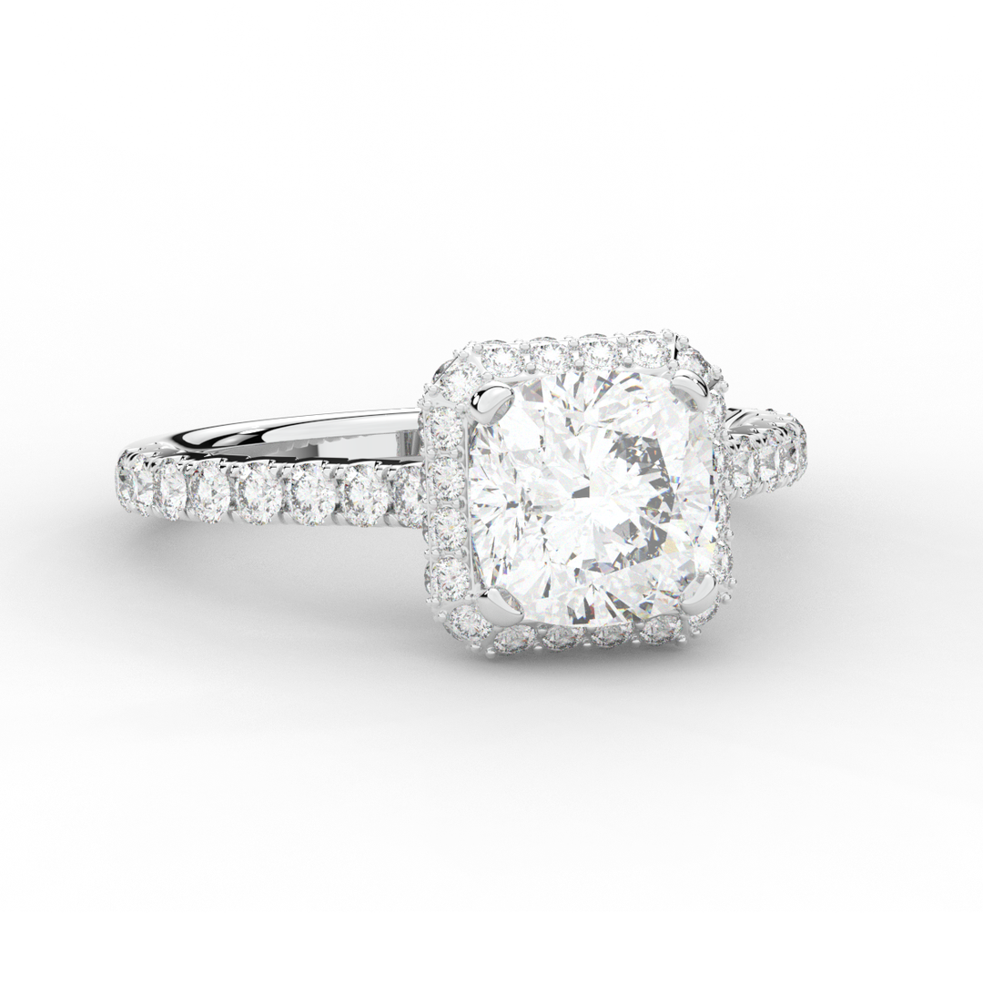 2.75CT.TW CUSHION LAB DIAMOND HALO ENGAGEMENT RING - Nazarelle