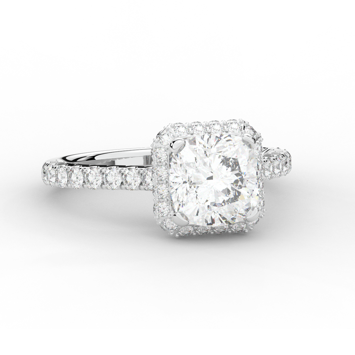 2.75CT.TW CUSHION LAB DIAMOND HALO ENGAGEMENT RING - Nazarelle