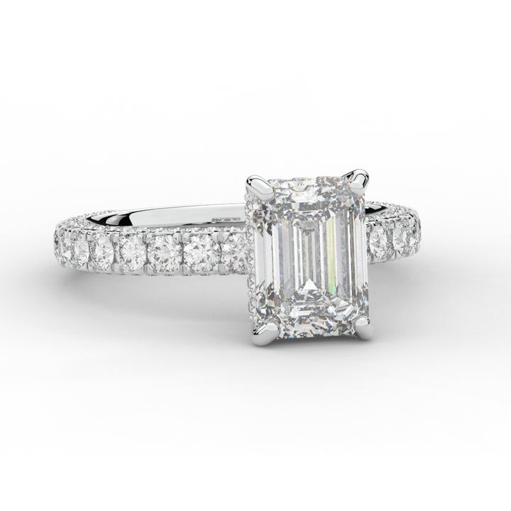 3.00CT.TW EMERALD CUT LAB DIAMOND ENGAGEMENT RING - Nazarelle