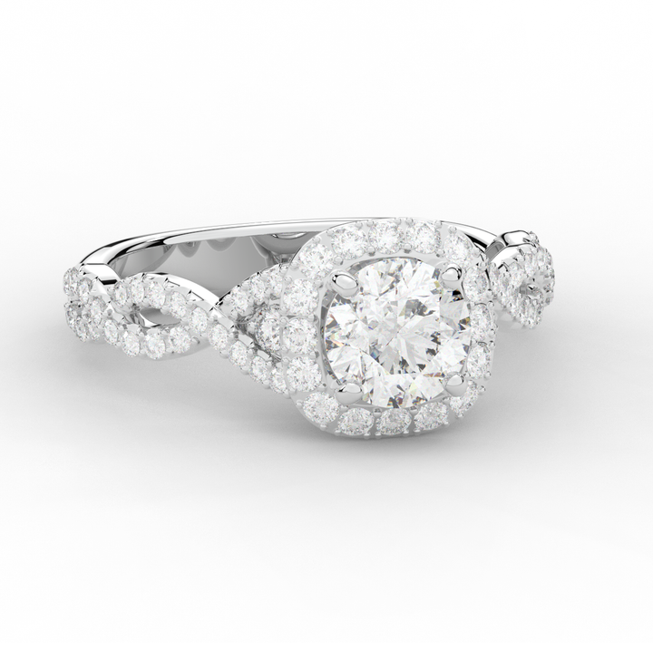 1.60CT.TW ROUND LAB DIAMOND HALO TWIST ENGAGEMENT RING - Nazarelle