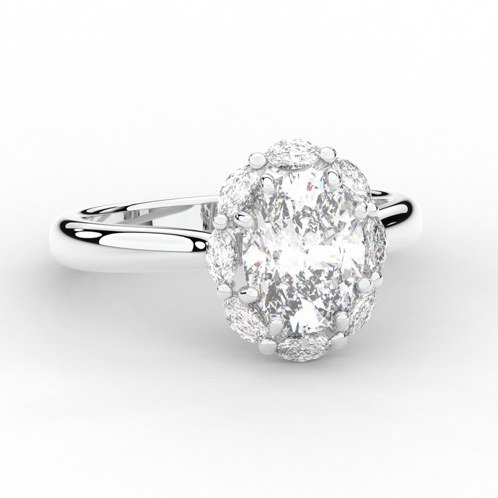 1.90CT.TW OVAL LAB DIAMOND HALO ENGAGEMENT RING - Nazarelle