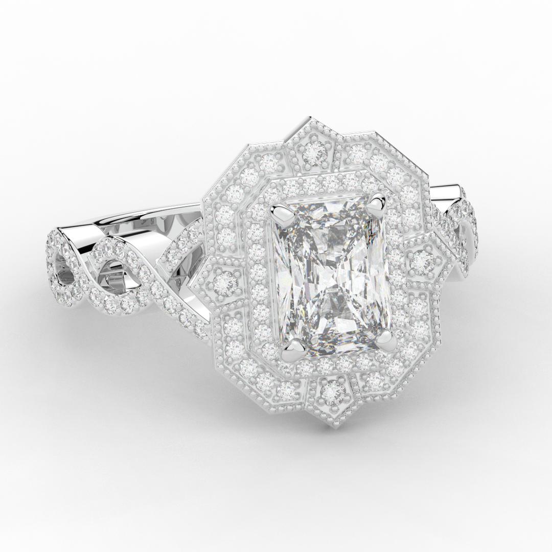 1.90CT.TW RADIANT LAB DIAMOND HALO ENGAGEMENT RING - Nazarelle
