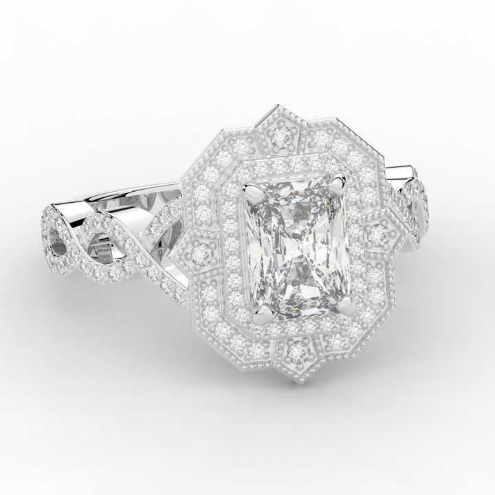 1.90CT.TW RADIANT LAB DIAMOND HALO ENGAGEMENT RING - Nazarelle