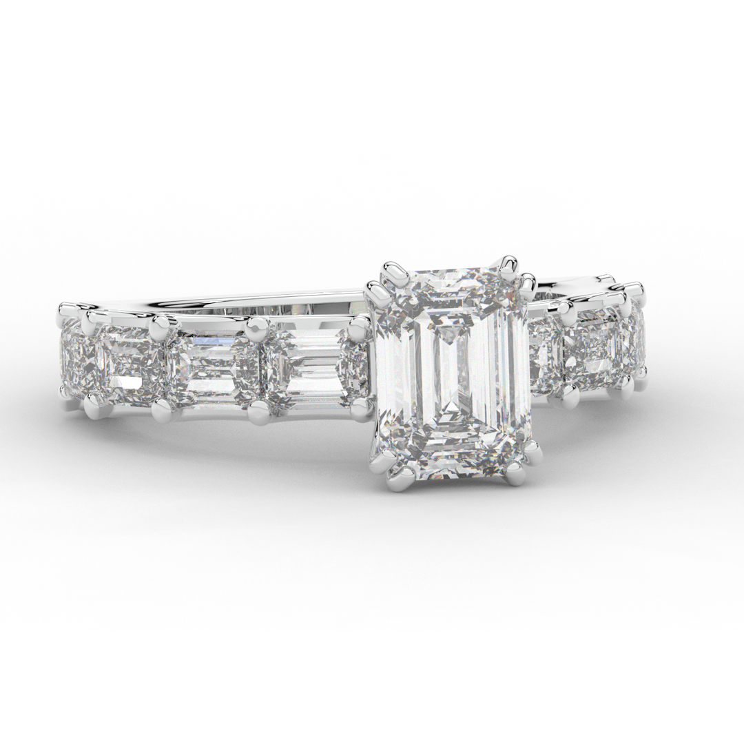 3.75CT.TW EMERALD CUT LAB DIAMOND SOLITAIRE ENGAGEMENT RING