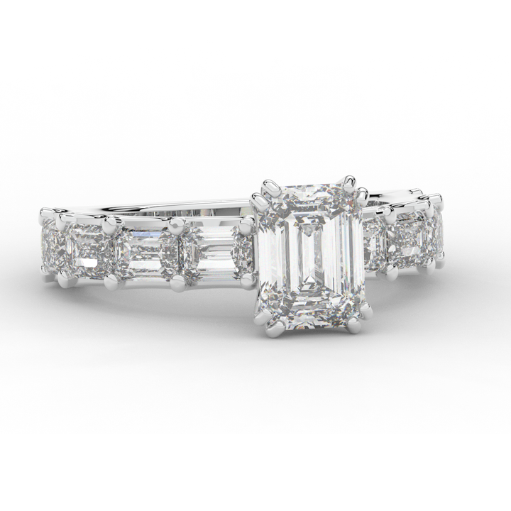 3.75CT.TW EMERALD CUT LAB DIAMOND SOLITAIRE ENGAGEMENT RING