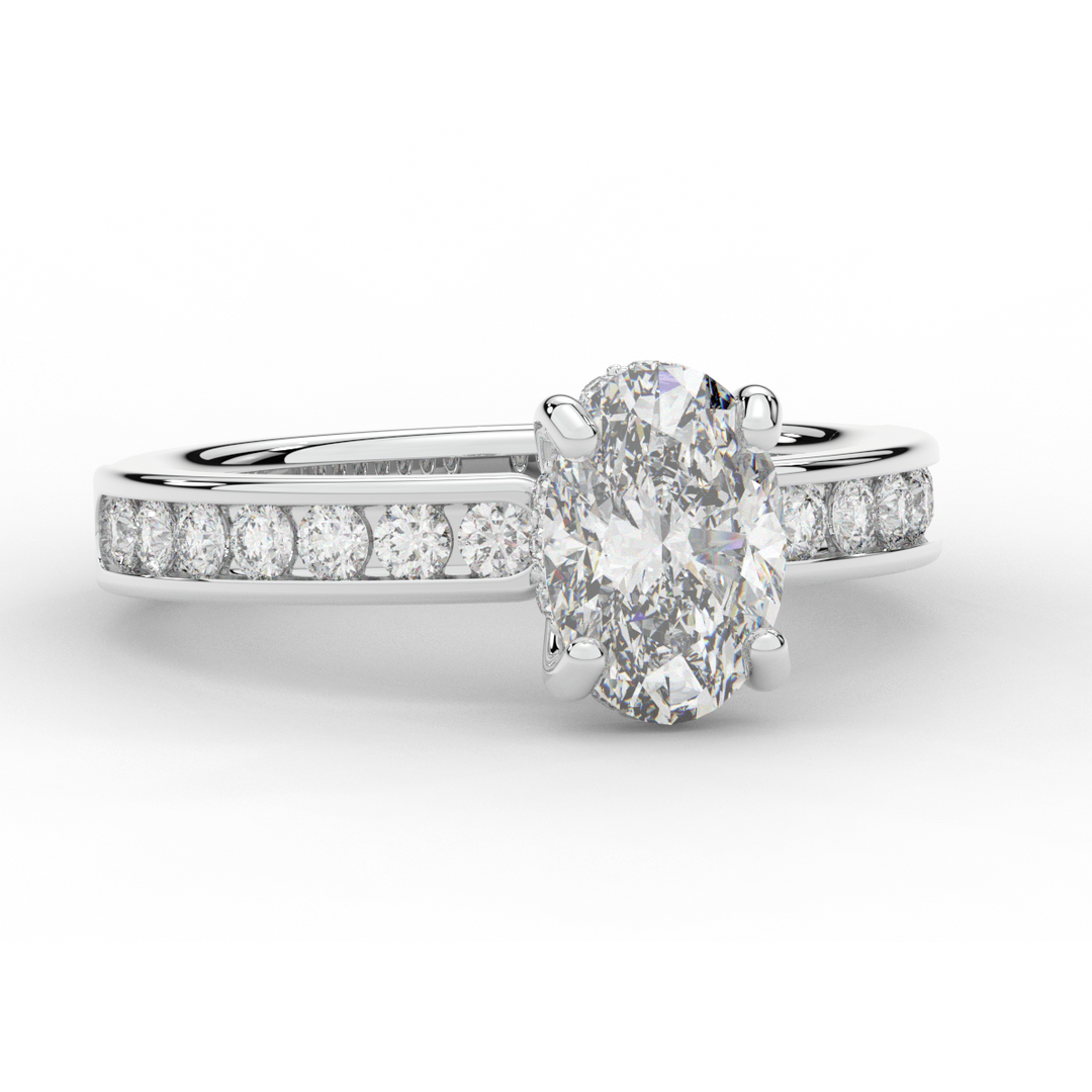 1.95CT.TW OVAL LAB DIAMOND UNDERHALO ENGAGEMENT RING - Nazarelle