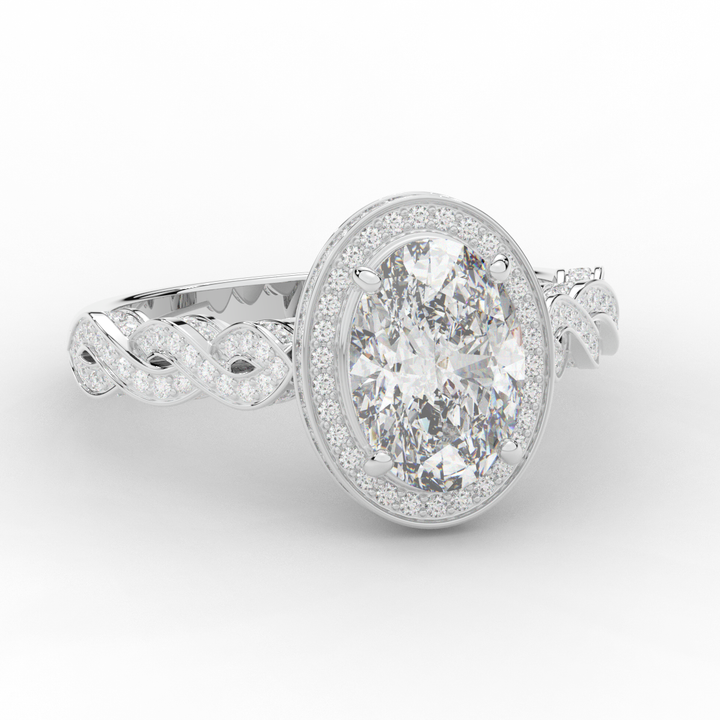 3.10CT.TW OVAL LAB DIAMOND HALO ENGAGEMENT RING - Nazarelle