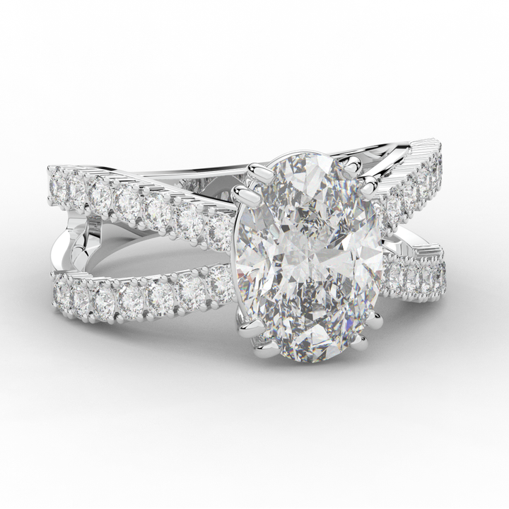 3.75CT.TW OVAL LAB DIAMOND SPLIT BAND ENGAGEMENT RING