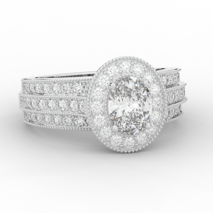 1.80CT.TW OVAL LAB DIAMOND HALO ENGAGEMENT RING - Nazarelle