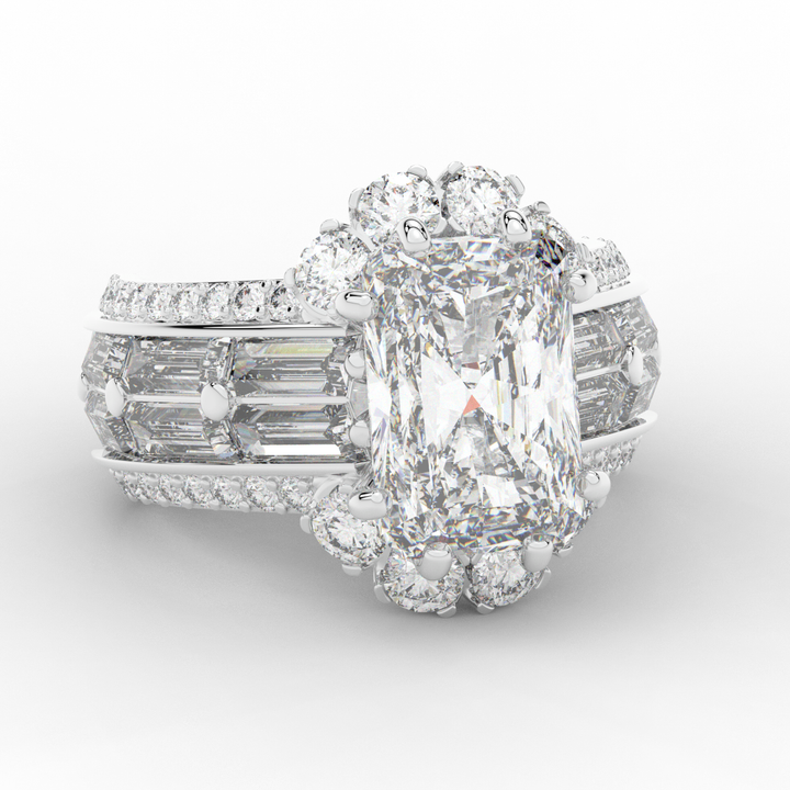 8.25CT.TW RADIANT LAB DIAMOND HALO ENGAGEMENT RING - Nazarelle