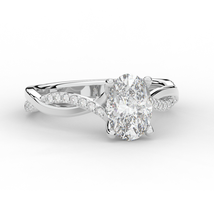 1.70CT.TW OVAL LAB DIAMOND TWIST BAND ENGAGEMENT RING - Nazarelle
