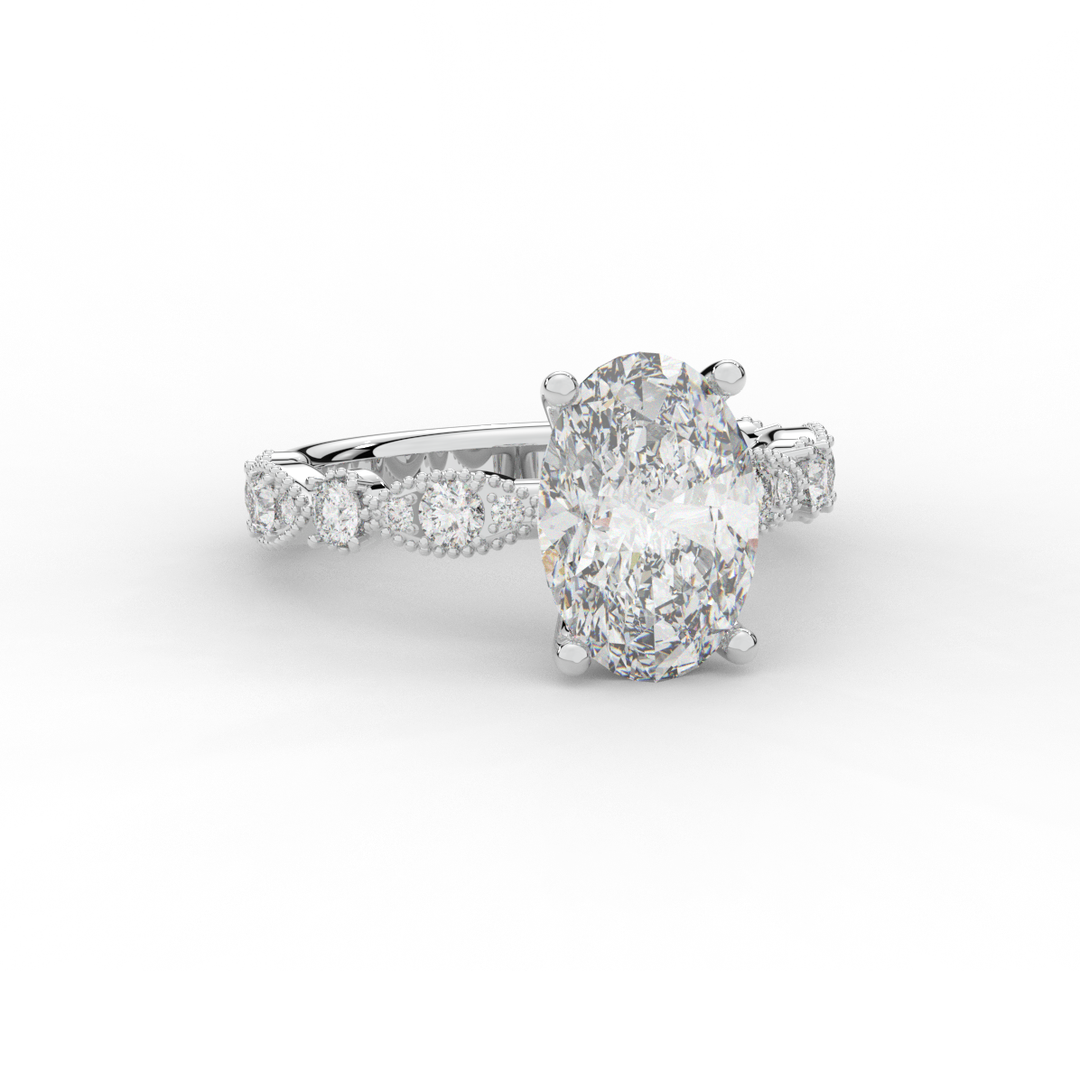 3.50CT.TW OVAL LAB DIAMOND SOLITAIRE ENGAGEMENT RING - Nazarelle