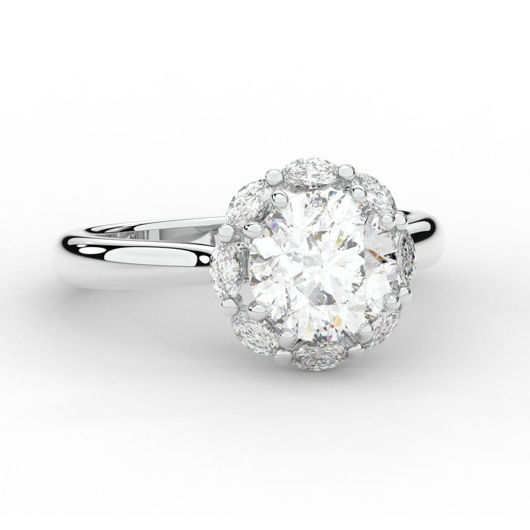2.40CT.TW ROUND LAB DIAMOND HALO ENGAGEMENT RING - Nazarelle