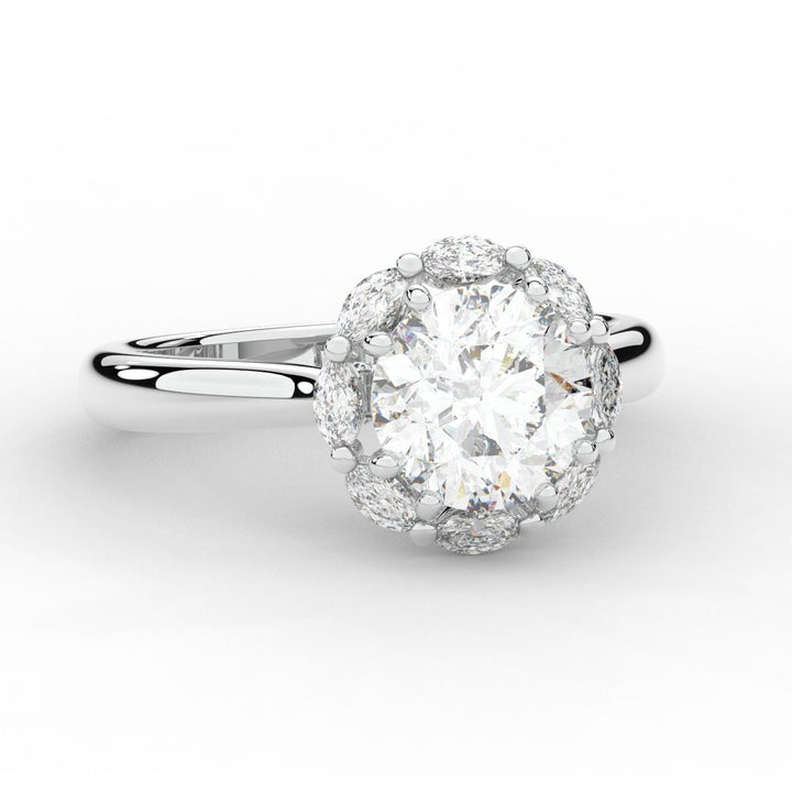 2.40CT.TW ROUND LAB DIAMOND HALO ENGAGEMENT RING - Nazarelle