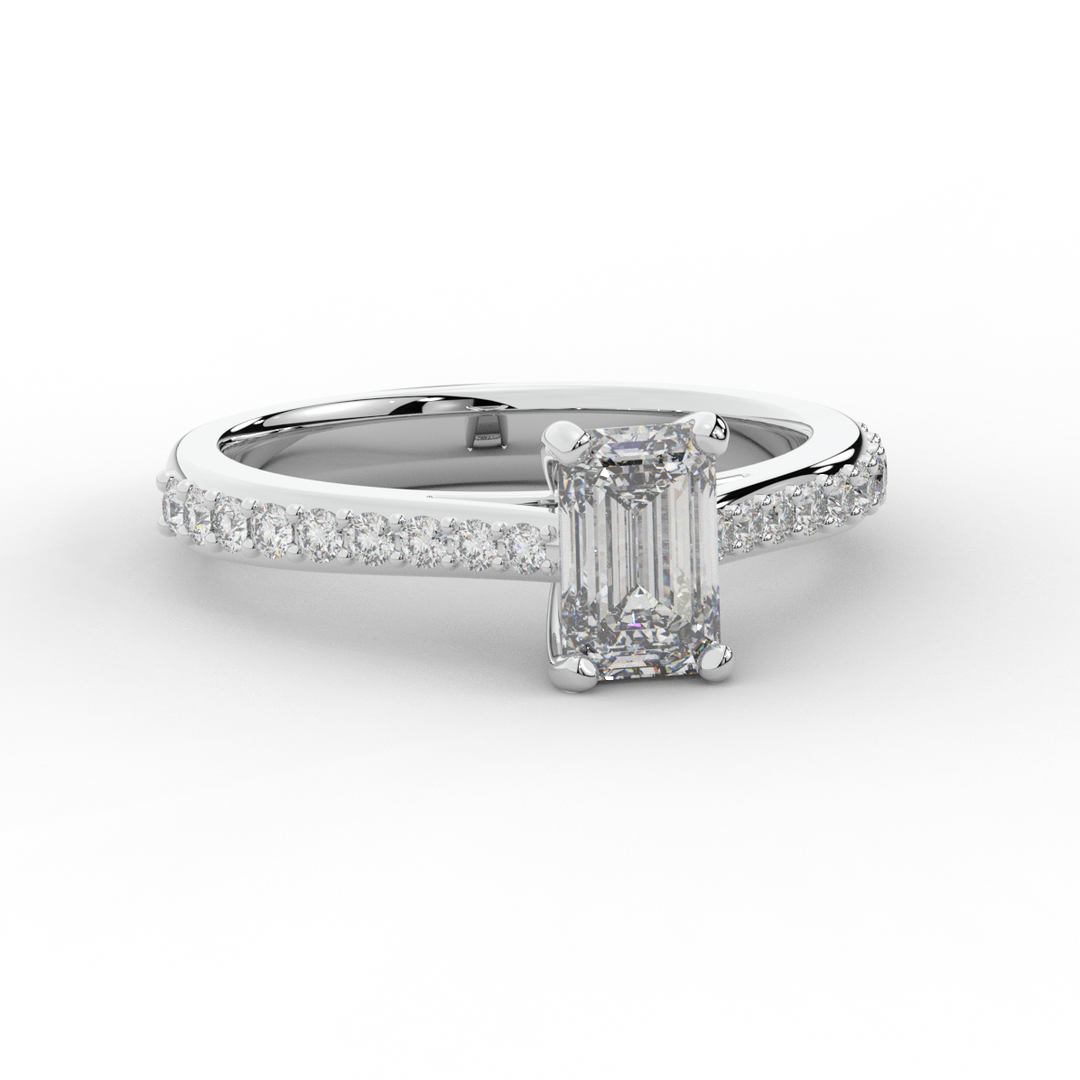 1.25CT.TW EMERALD CUT LAB DIAMOND SOLITAIRE ENGAGEMENT RING - Nazarelle