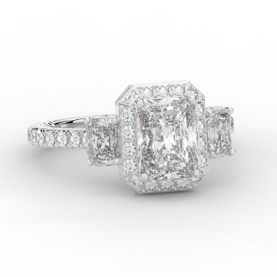 3.20CT.TW RADIANT LAB DIAMOND 3 STONE ENGAGEMENT RING - Nazarelle