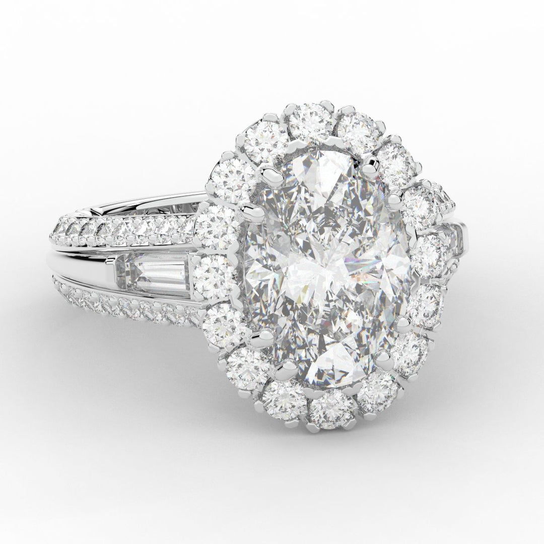 5.75CT.TW OVAL LAB DIAMOND HALO ENGAGEMENT RING - Nazarelle