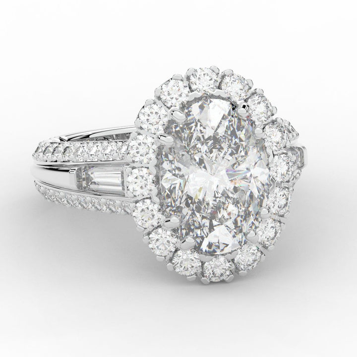 5.75CT.TW OVAL LAB DIAMOND HALO ENGAGEMENT RING - Nazarelle
