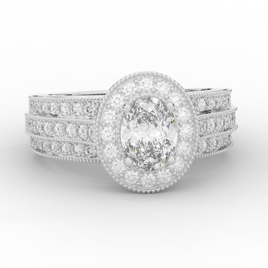 1.80CT.TW OVAL LAB DIAMOND HALO ENGAGEMENT RING - Nazarelle