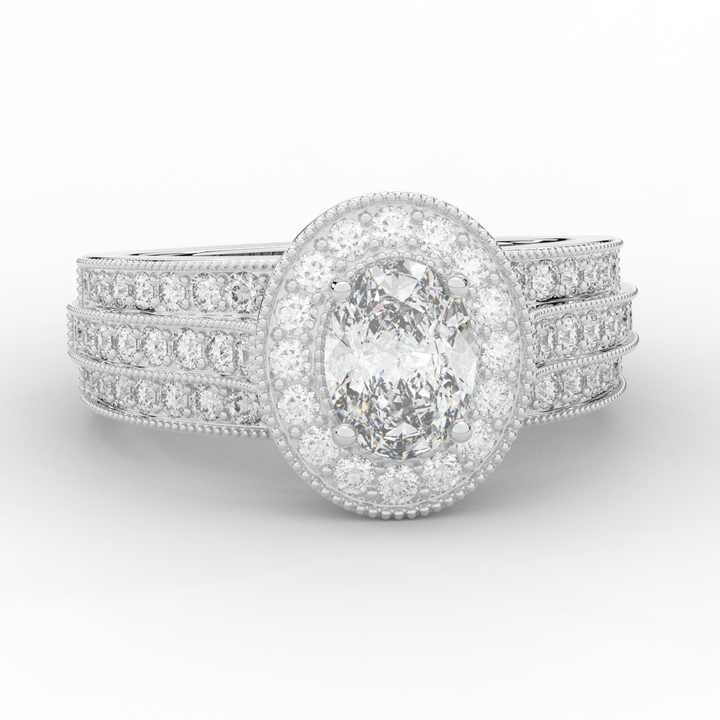 1.80CT.TW OVAL LAB DIAMOND HALO ENGAGEMENT RING - Nazarelle