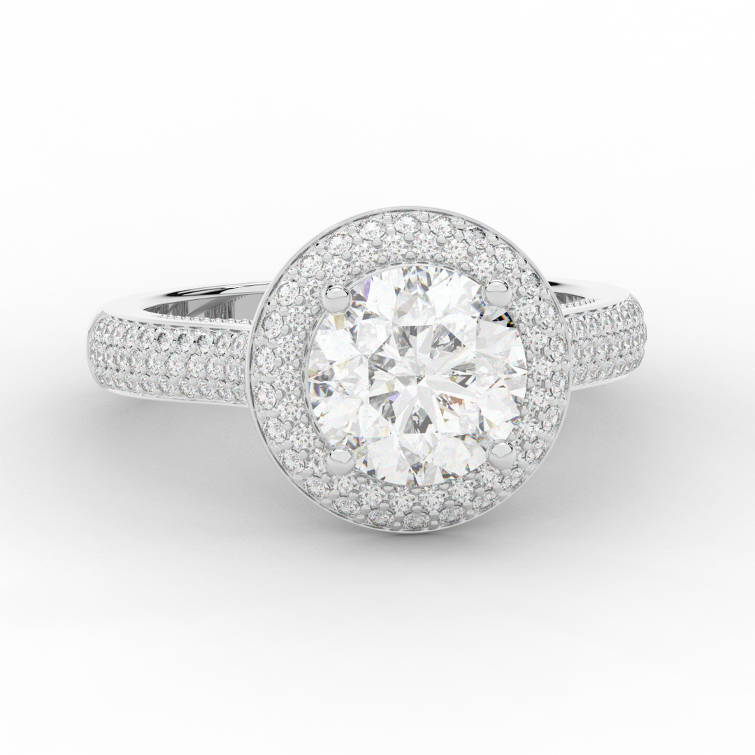 2.45CT.TW ROUND LAB DIAMOND HALO ENGAGEMENT RING - Nazarelle