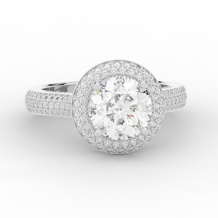 2.45CT.TW ROUND LAB DIAMOND HALO ENGAGEMENT RING - Nazarelle