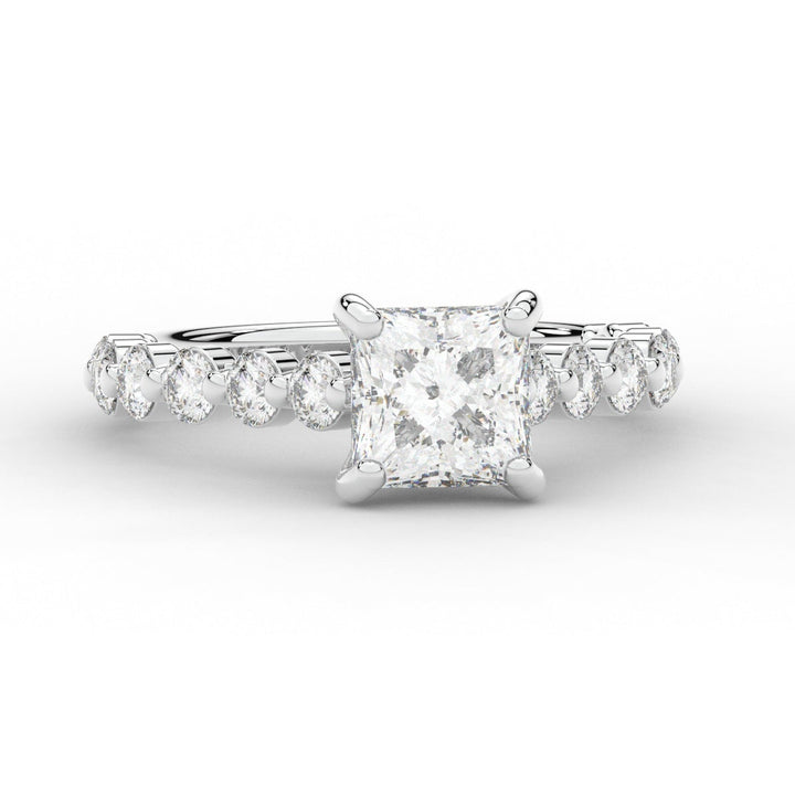 3.90CT.TW PRINCESS LAB DIAMOND ENGAGEMENT RING