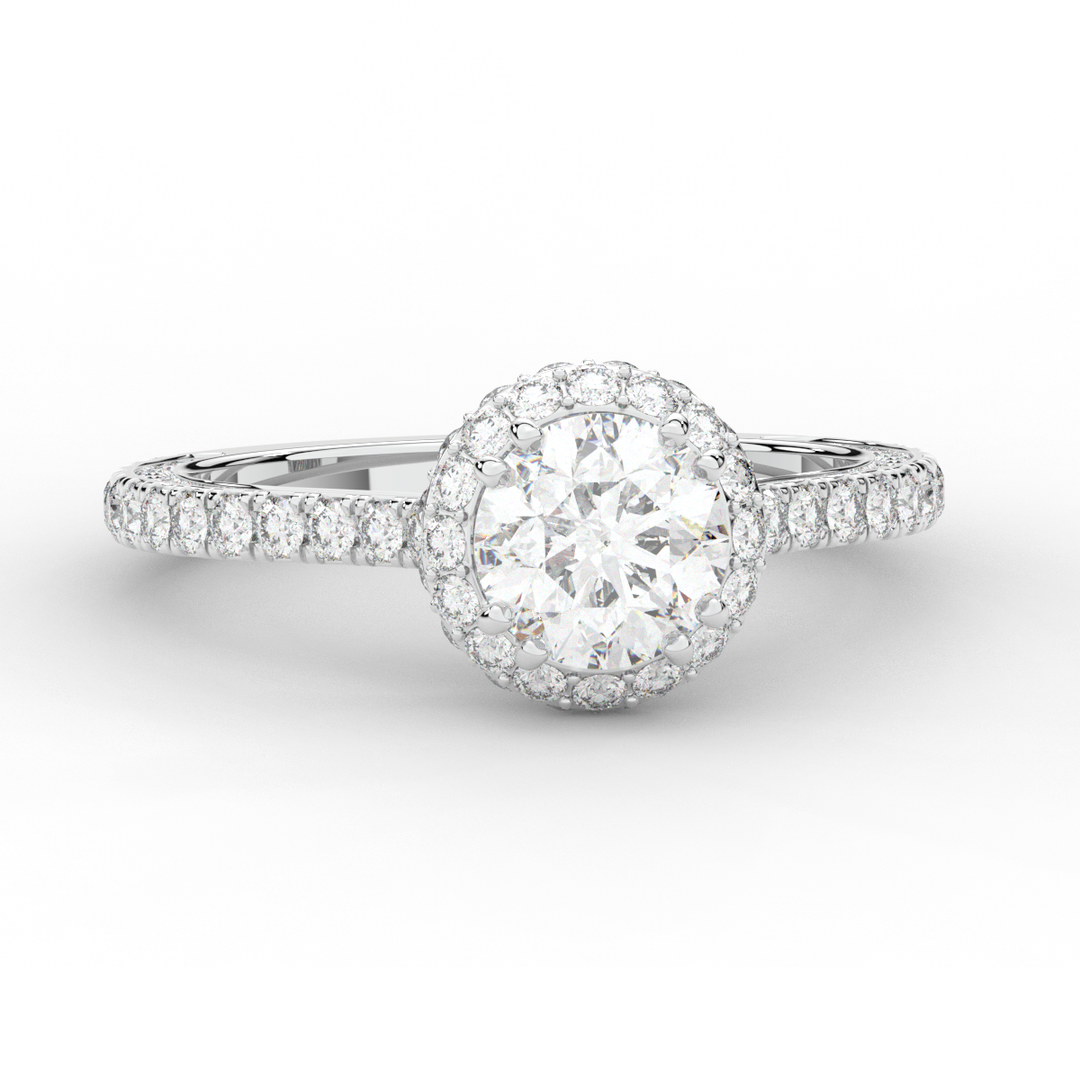 1.90CT.TW ROUND LAB DIAMOND HALO ENGAGEMENT RING - Nazarelle