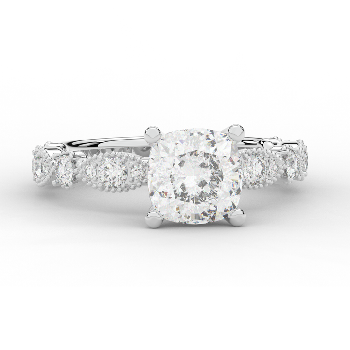 2.50CT.TW CUSHION LAB DIAMOND SOLITAIRE ENGAGEMENT RING - Nazarelle