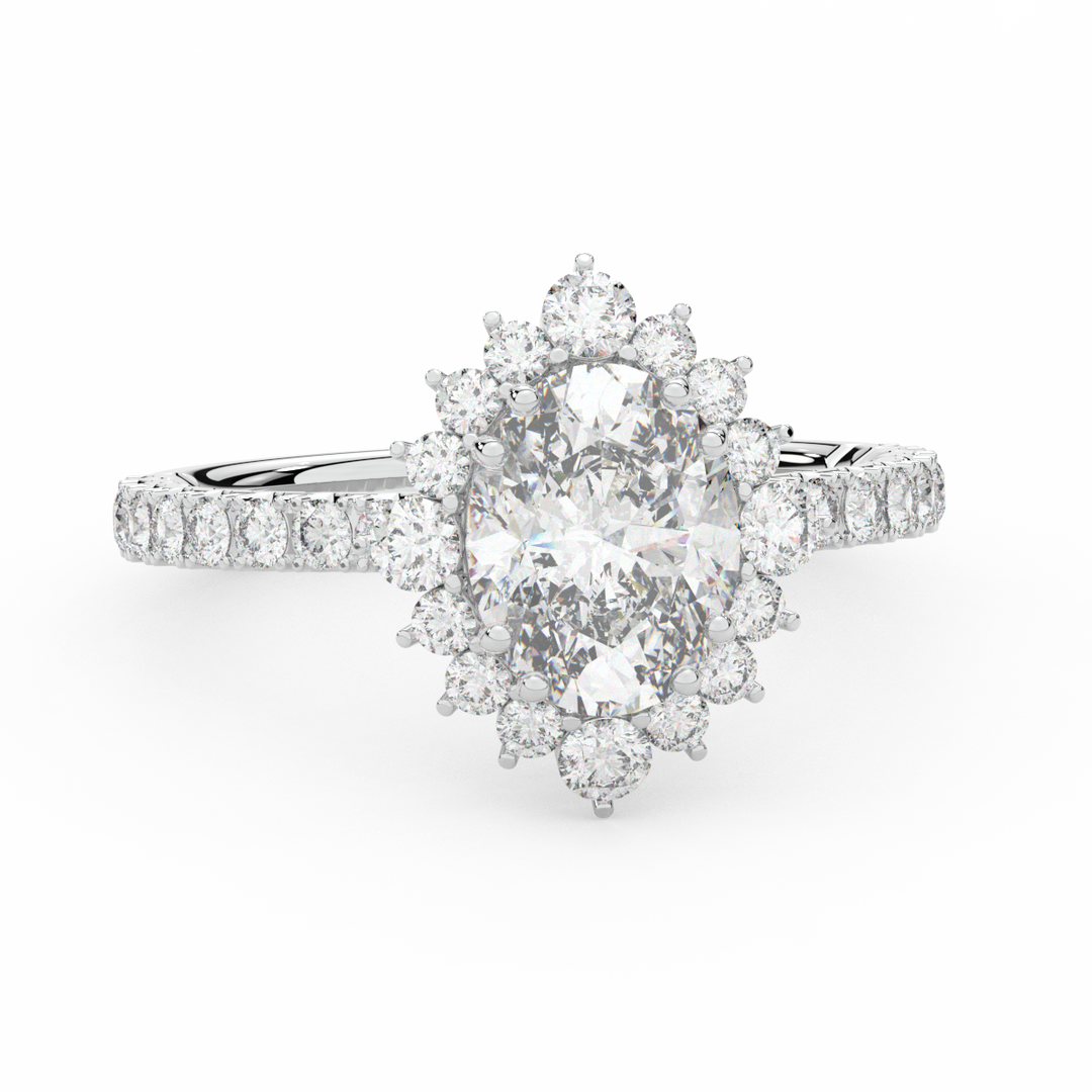2.80CT.TW OVAL LAB DIAMOND HALO ENGAGEMENT RING - Nazarelle
