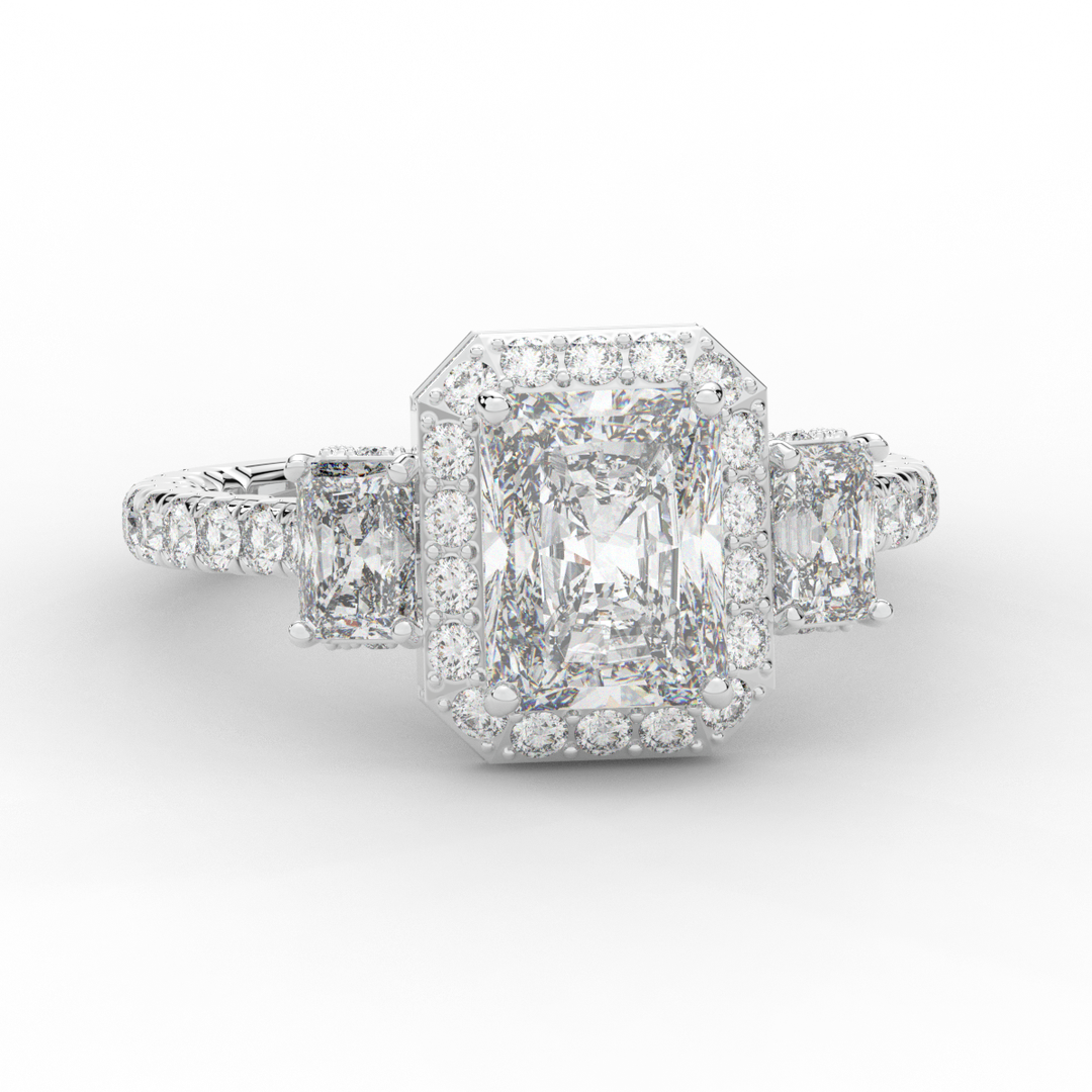 3.20CT.TW RADIANT LAB DIAMOND 3 STONE ENGAGEMENT RING - Nazarelle
