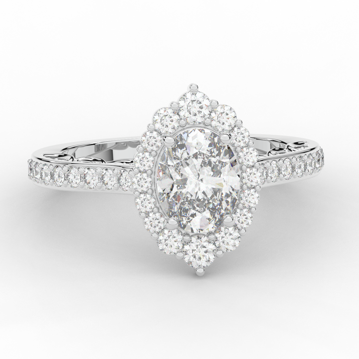 1.75CT.TW OVAL LAB DIAMOND HALO ENGAGEMENT RING - Nazarelle