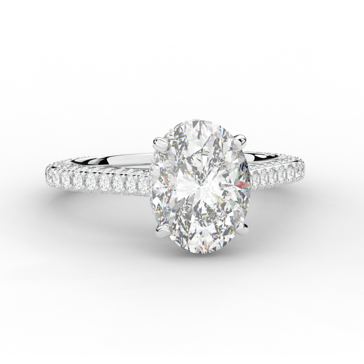4.00CT.TW OVAL LAB DIAMOND UNDERHALO SOLITAIRE ENGAGEMENT RING - Nazarelle