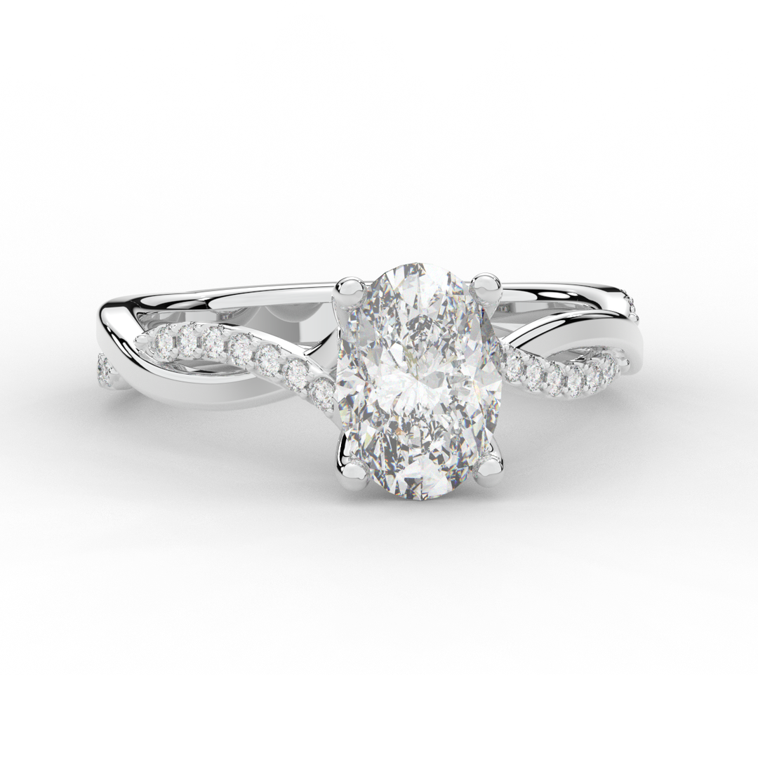 1.70CT.TW OVAL LAB DIAMOND TWIST BAND ENGAGEMENT RING - Nazarelle