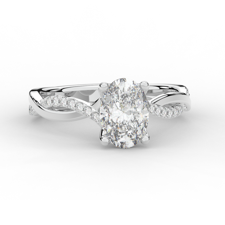 1.70CT.TW OVAL LAB DIAMOND TWIST BAND ENGAGEMENT RING - Nazarelle
