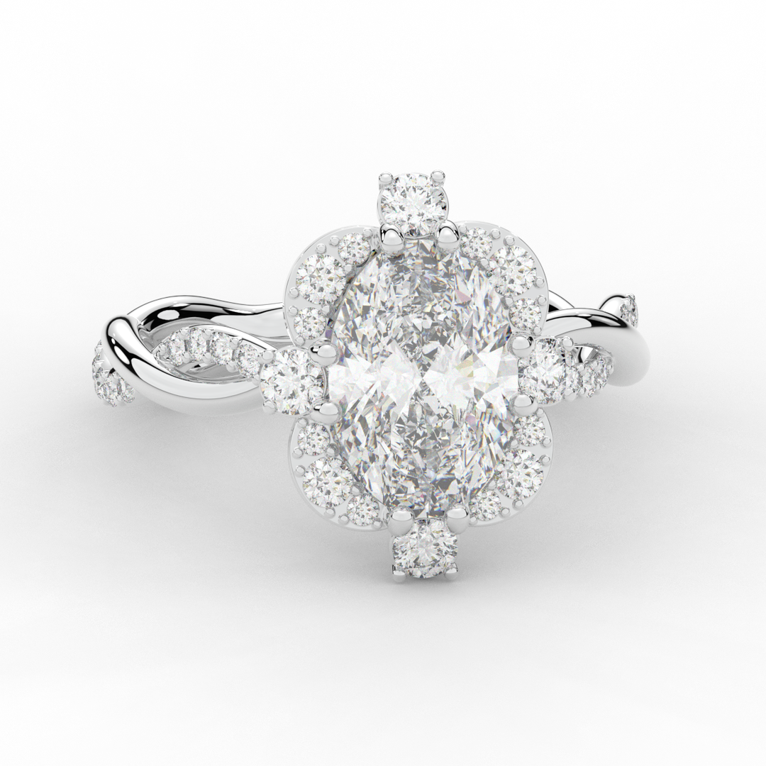 2.70CT.TW OVAL LAB DIAMOND HALO ENGAGEMENT RING - Nazarelle