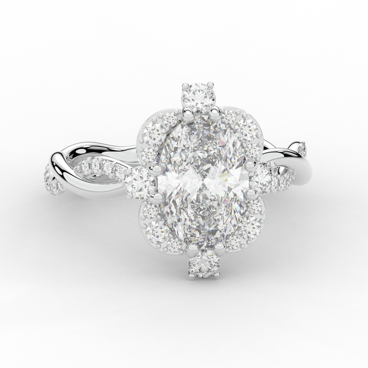 2.70CT.TW OVAL LAB DIAMOND HALO ENGAGEMENT RING - Nazarelle