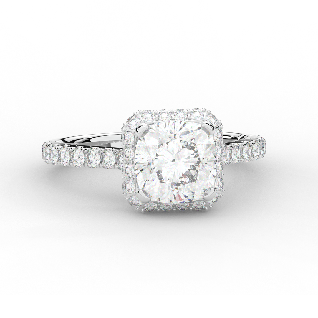 2.75CT.TW CUSHION LAB DIAMOND HALO ENGAGEMENT RING - Nazarelle