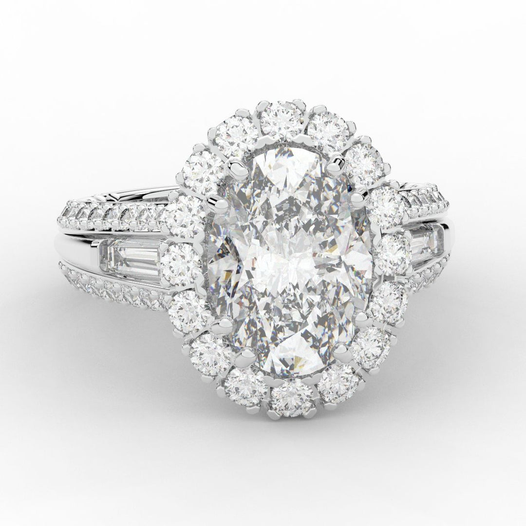 5.75CT.TW OVAL LAB DIAMOND HALO ENGAGEMENT RING - Nazarelle