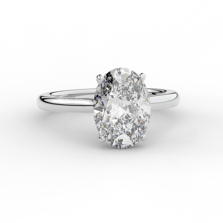 2.05CT.TW OVAL LAB DIAMOND UNDERHALO ENGAGEMENT RING - Nazarelle