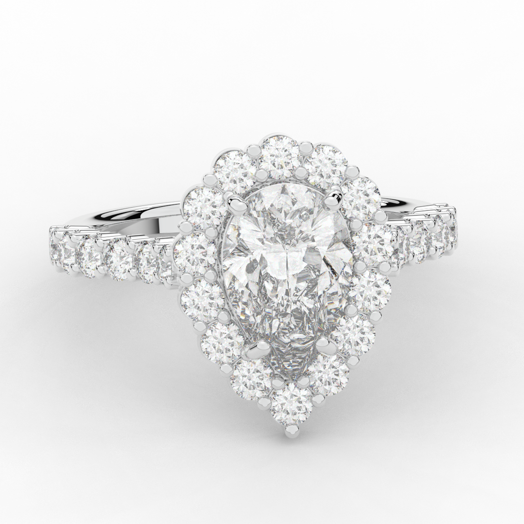 3.10CT.TW PEAR LAB DIAMOND HALO ENGAGEMENT RING - Nazarelle