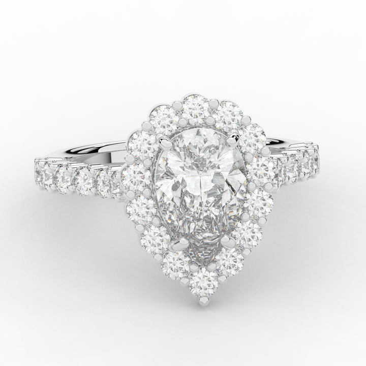 3.10CT.TW PEAR LAB DIAMOND HALO ENGAGEMENT RING - Nazarelle