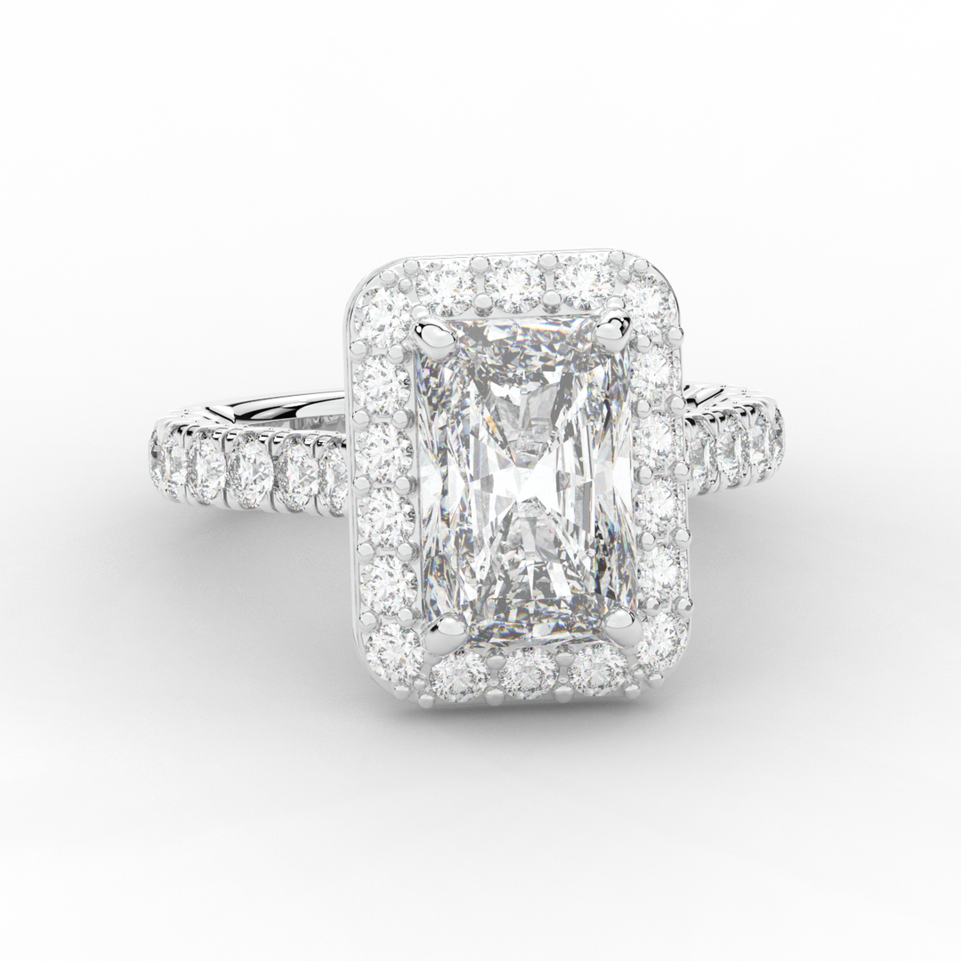 4.50CT.TW RADIANT LAB DIAMOND HALO ENGAGEMENT RING - Nazarelle