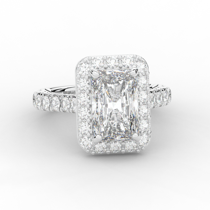 4.50CT.TW RADIANT LAB DIAMOND HALO ENGAGEMENT RING - Nazarelle