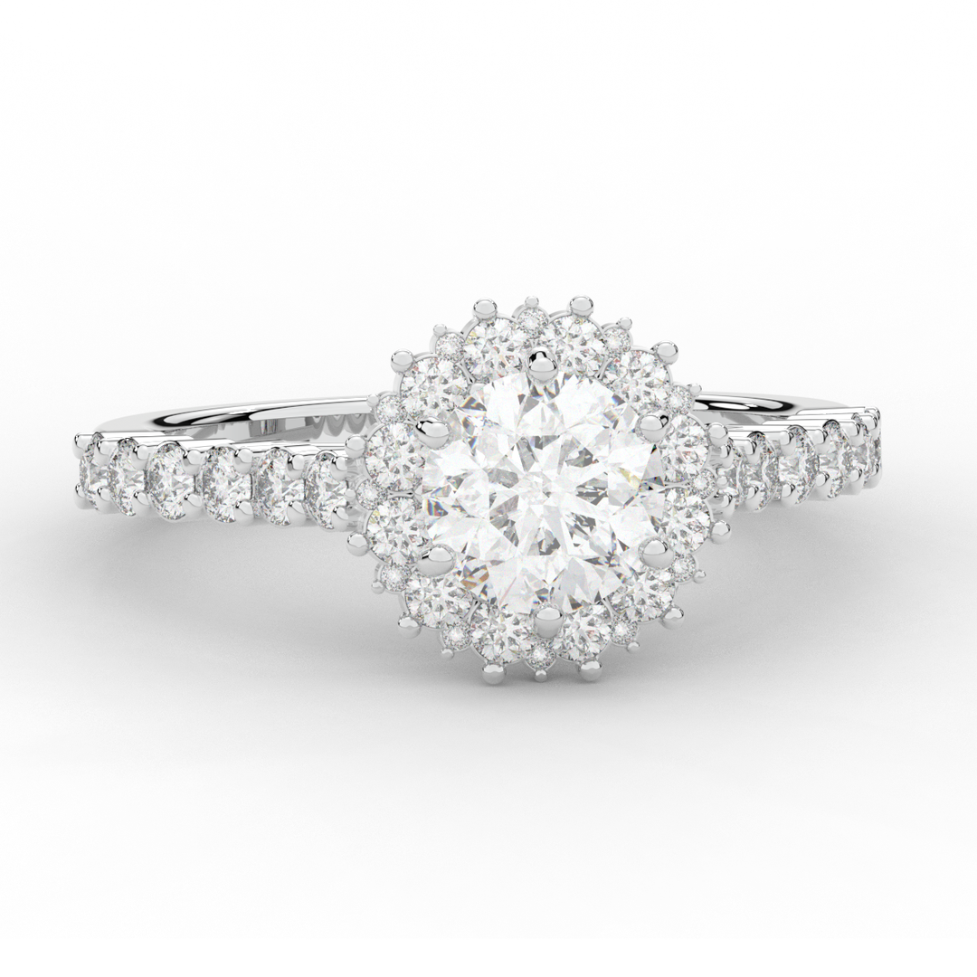 1.60CT.TW ROUND LAB DIAMOND HALO ENGAGEMENT RING - Nazarelle