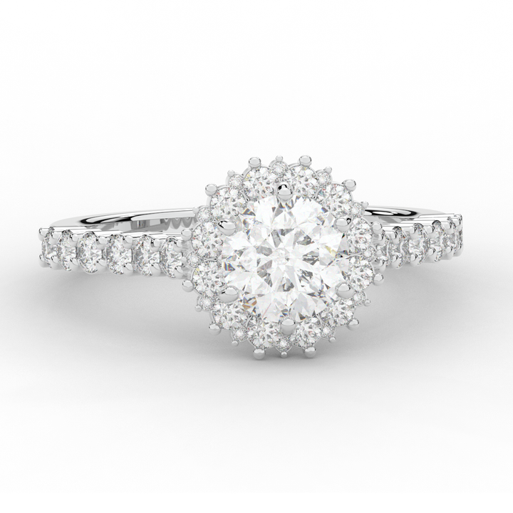 1.60CT.TW ROUND LAB DIAMOND HALO ENGAGEMENT RING - Nazarelle