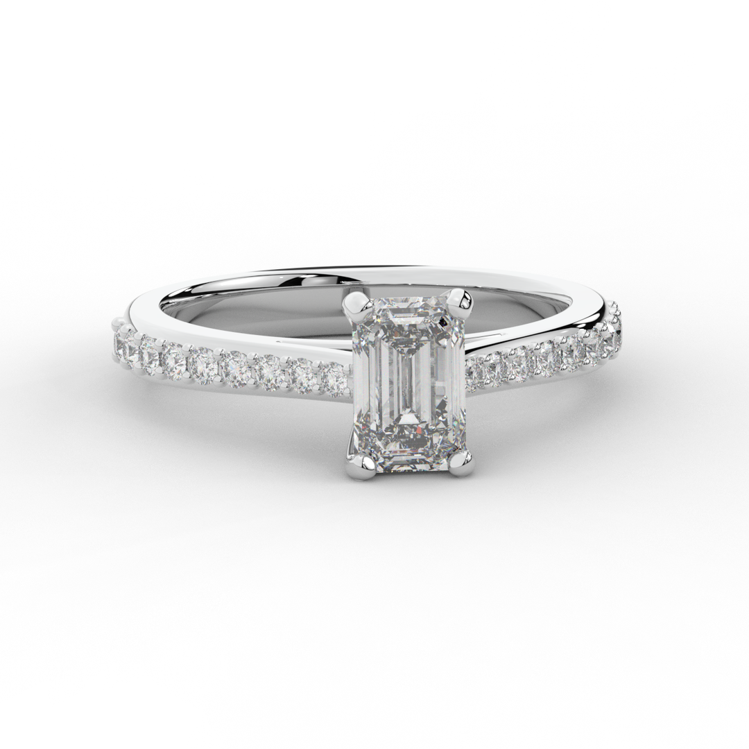 1.25CT.TW EMERALD CUT LAB DIAMOND SOLITAIRE ENGAGEMENT RING - Nazarelle