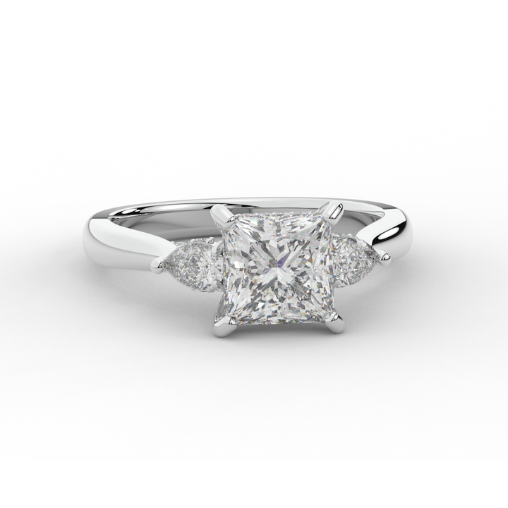 2.40CT.TW PRINCESS LAB DIAMOND 3 STONE ENGAGEMENT RING - Nazarelle